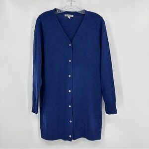 Precious Fibers 100% Cashmere Longline Cardigan Blue Size S